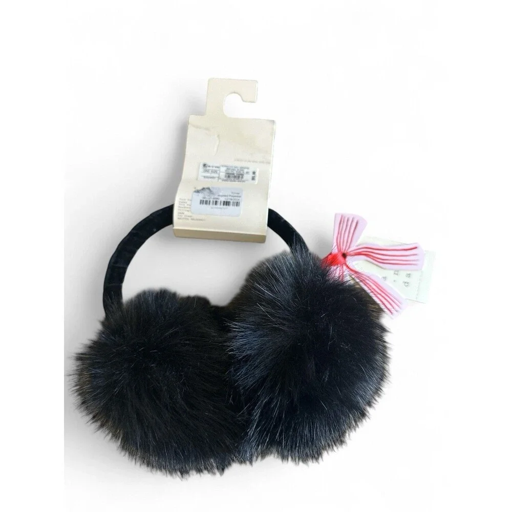 NWT A New Day Black Faux Fur Ear Muffs One Size Adjustable Earmuffs